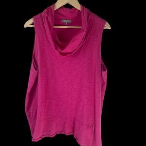 Habitat Hot Pink Cotton Cowl Neck Asymmetrical Sleeveless Top Sz XL